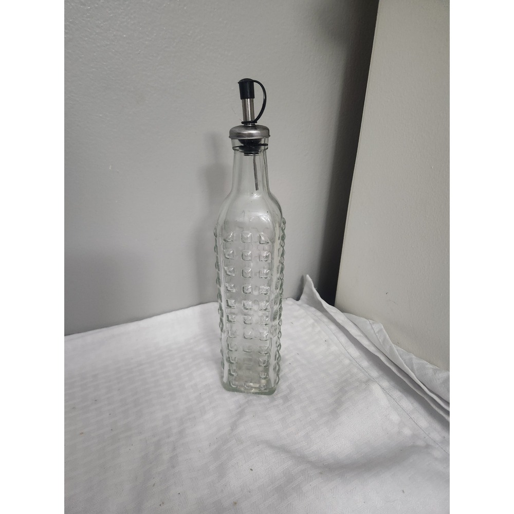Clear Glass Oil and Vinegar Dispenser Bottle with Stainless Steel Pourer Spout
